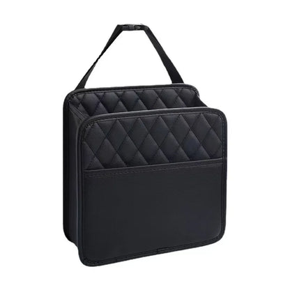 Leather Car Seat Storage Bag – Multifunctional Organizer & Hanging Trash Bin