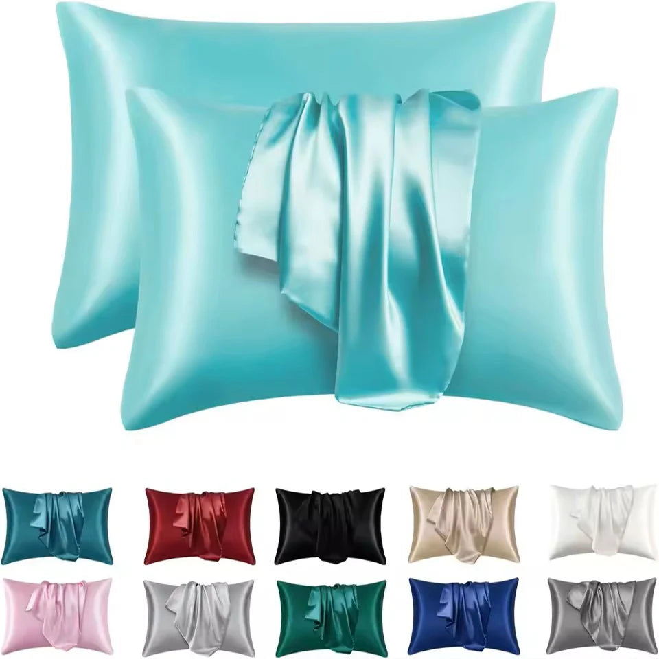 2pcs Satin Silk Pillowcase for Hair and Skin, Coral Pillow Cases Standard Size Set of Super Soft Pillow Case - Zecs shopping
