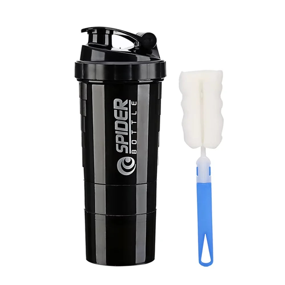 Layers Shaker Protein Bottle Powder Shake Cup Water Bottle Plastic Mixing Cup Body Building Exercise Bottle