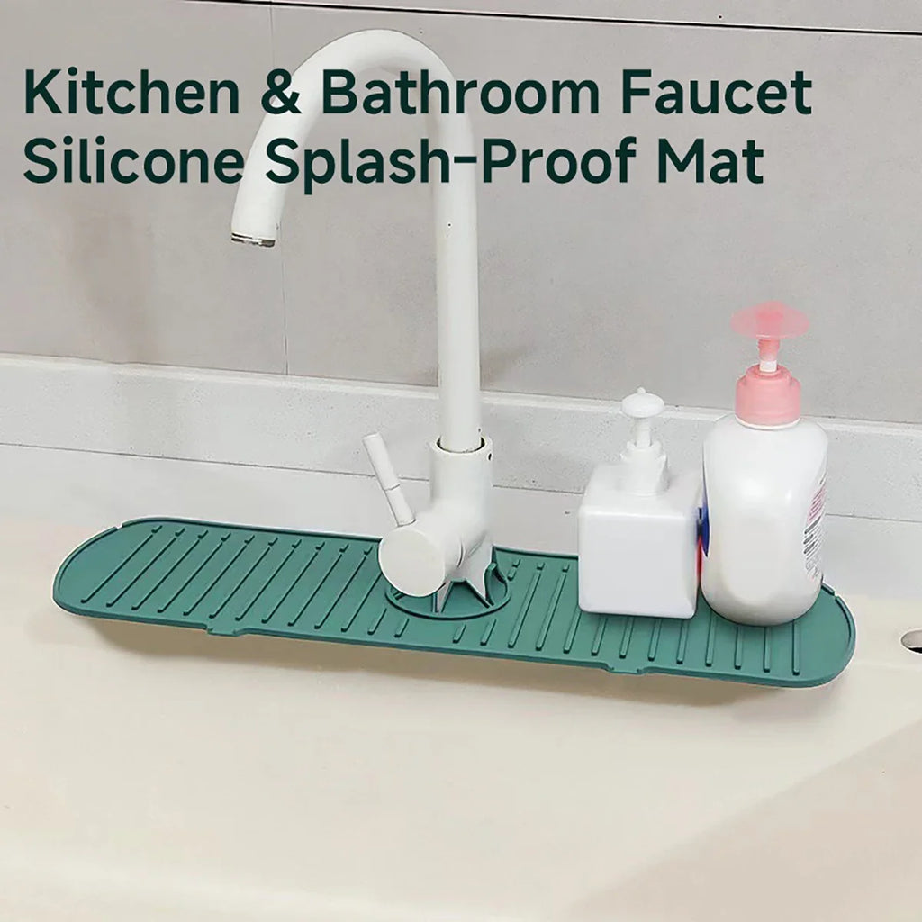 Vanity Kitchen Bathroom Faucet Splash Mat Silicone Drainage Mat Splash and Mildew Resistant Easy to Clean