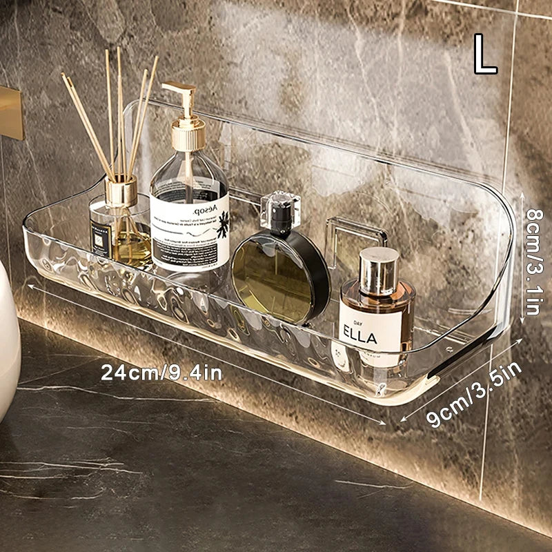 Bathroom Shelves Wall Mounted PET Shampoo Rack Makeup Storage Holder Punch Free Kitchen Organizer Shelf Corner Shower Caddy