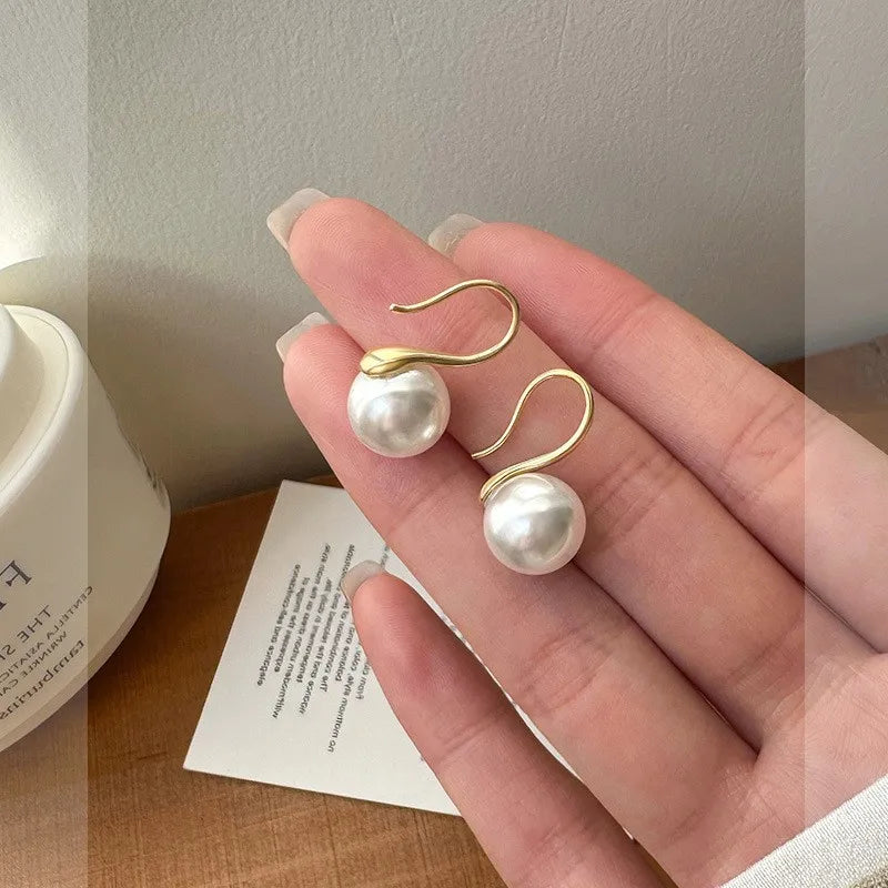 Sweet Heart Pearl Geometric Earrings Women Elegant Trendy Jewelry For Wedding Birthday Daily Wearing Romantic Gifts