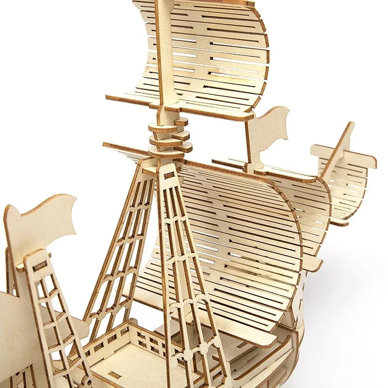 PC D Sailboat Wooden Puzzle Assembly Model Puzzle DIY Wooden Crafts D Puzzle Gifts Desktop Decoration