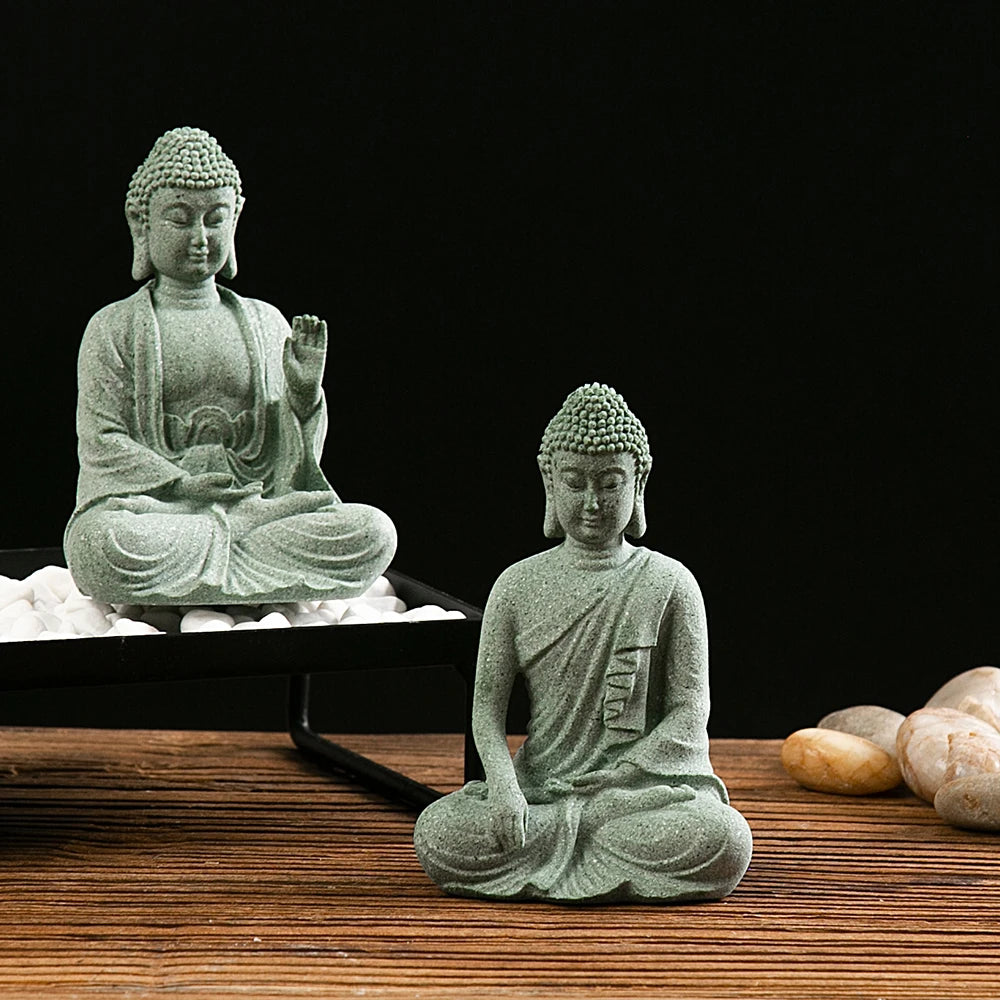 【Small Size】Buddha Statue Fish Tank Decoration Mini Buddhism Figurine Desk Topper Tablescape Decor Home Zen Statue - Zecs shopping