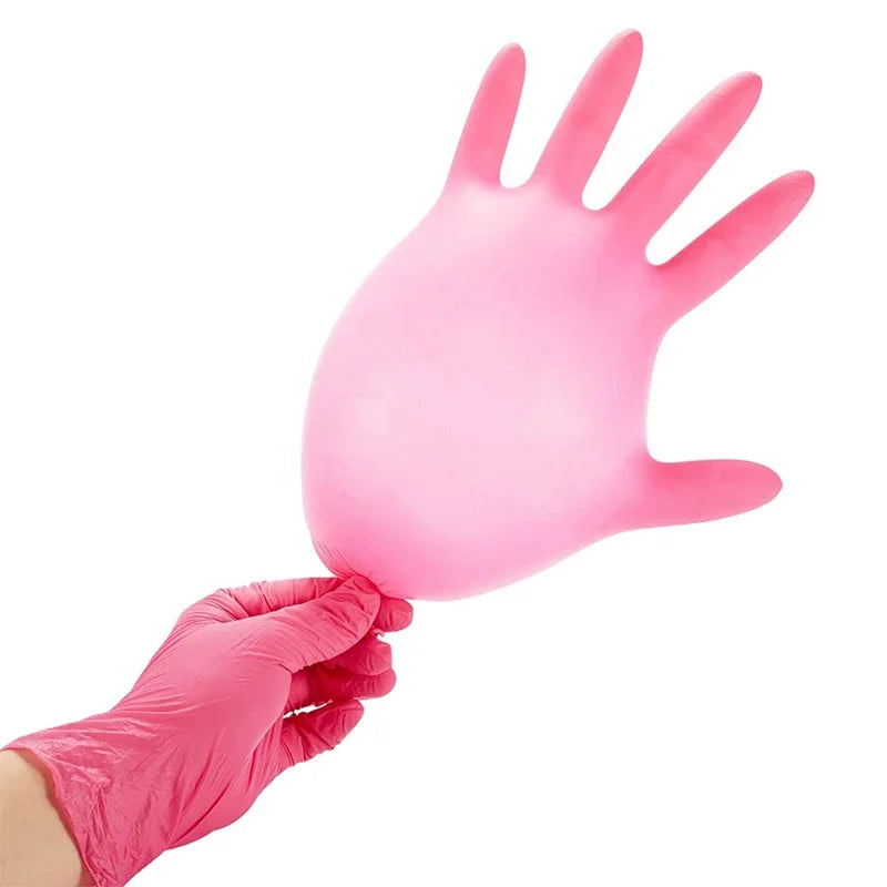 Pink Nitrile Disposable Gloves PCS Powder & Latex Free Gloves for Kitchen Cooking Household Beauty Petcare Hair Dye Gloves