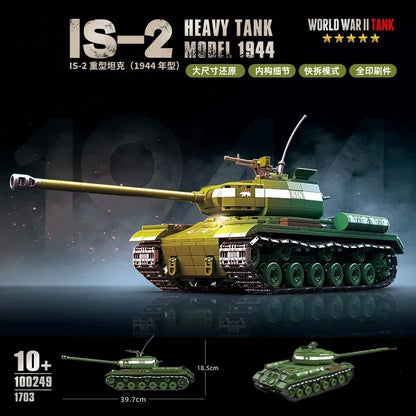 WW2 Heavy Tank Building Blocks – Military Tiger, KV & IS Tank Brick Model Set
