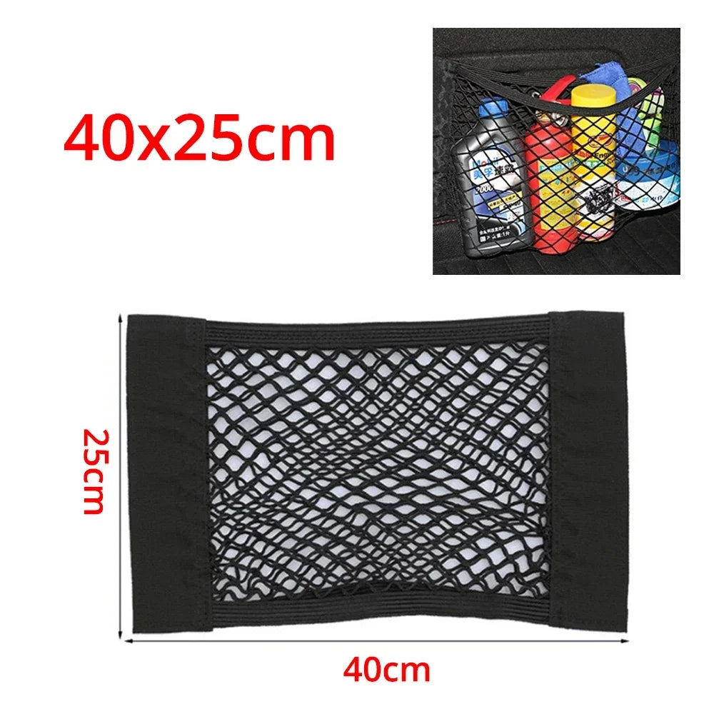Car Back Rear Trunk Organizer Net Mesh Seat Elastic String Magic Sticker Universal Storage Bag Pocket Auto Accessories Put Paper - Zecs shopping