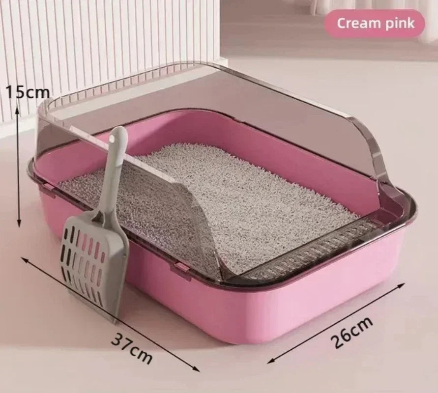 Kitty Sandbox Cat Litter Box Semi-enclosed Splashproof Cat Tray Cat Toilet Cleaning Basin Supplies Pet Toilet Kitten Tray Bedpan - Zecs shopping