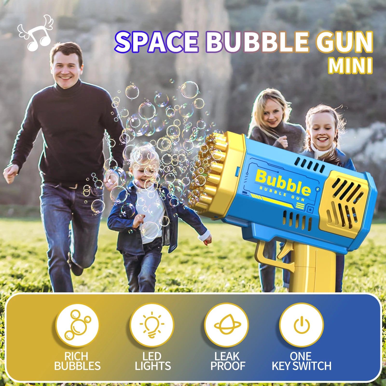 Hole Bubble Gun Outdoor Wedding Atmosphere Unisex Birthday Gift Excluding Bubble Liquid and Battery