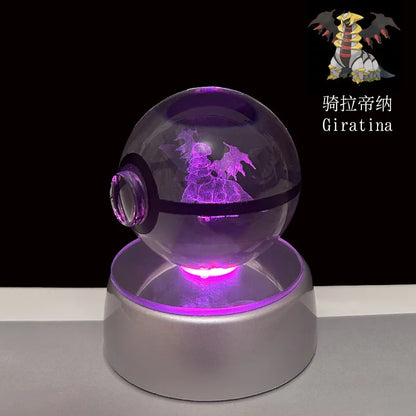 Pokemon 3D Crystal Ball LED Night Light – Pikachu, Gengar, Eevee & Mewtwo Collectible Lamp