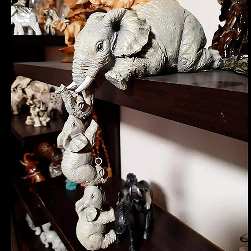 3pcs/set Cute Elephant Figurines Elephant Holding Baby Elephant Resin Crafts Home Furnishing Gift - Zecs shopping