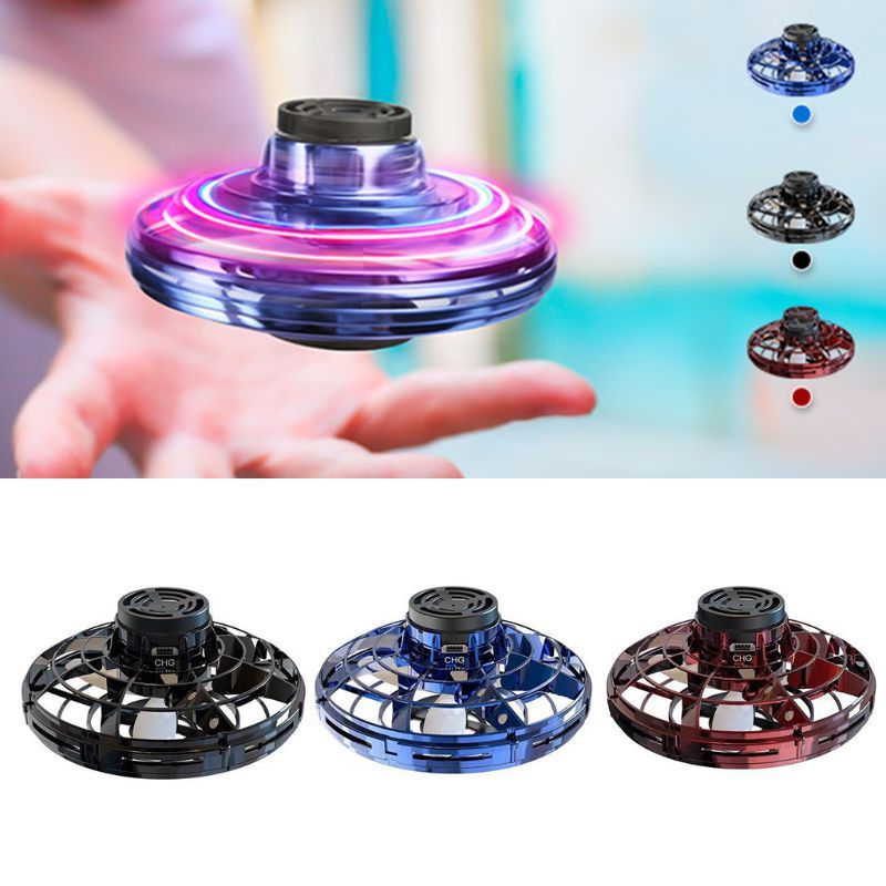 Mini Fingertip Gyro Interactive Decompression Toy Drone LED UFO Type Flying Helicopter Spinner Toy Kids - Zecs shopping