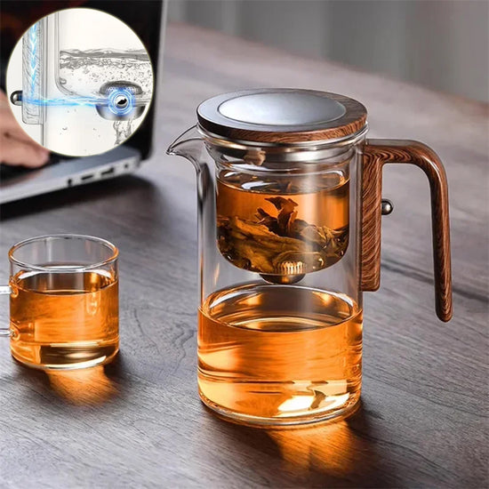 One-Click Magnetic Glass Teapot – Automatic Tea Separation & Filtration Pot