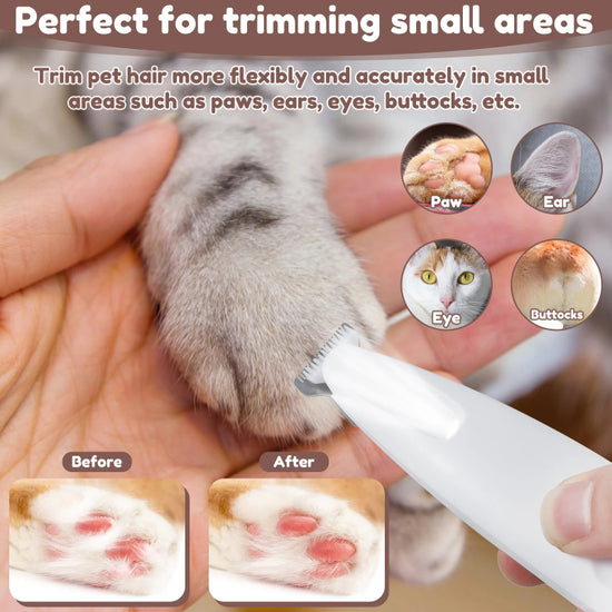 Pet Paw Trimmer with LED Light – Rechargeable Dog & Cat Grooming Clipper