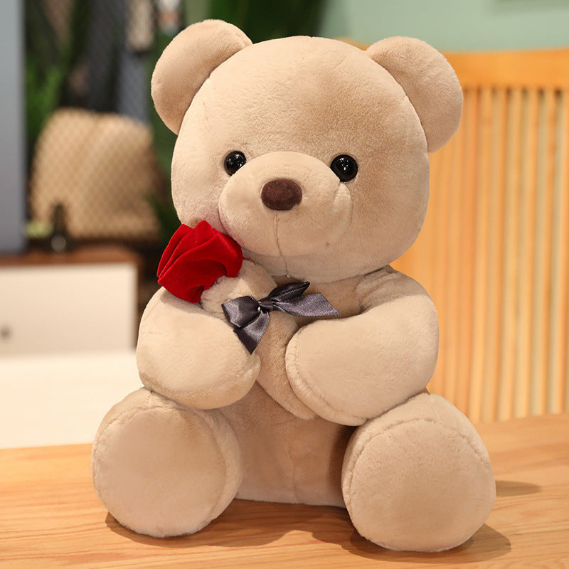 New Lovely Hug Roses Teddy Bear – Soft Plush Pillow Stuffed Animal Gift for Kids & Valentine’s Day 💝🐻 - Zecs shopping