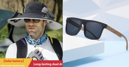 Solar Fan Sun Hat – Wide Brim USB Rechargeable Cooling Outdoor Hat
