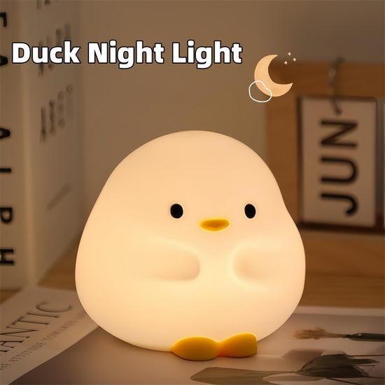 Cute Duck LED Night Lamp – USB Rechargeable Silicone Touch Bedside Light