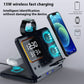 5-in-1 Wireless Charging Station with LED Alarm Clock – Fast Charging Dock Stand