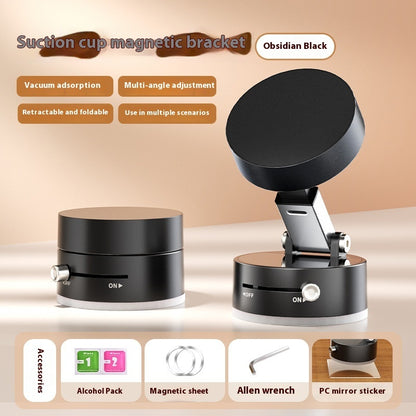 Foldable Magnetic Vacuum Car Phone Holder – Hands-Free Suction Mount Stand