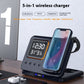 5-in-1 Wireless Charging Station with LED Alarm Clock – Fast Charging Dock Stand